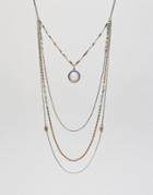 Asos Multirow Moodstone Long Necklace - Multi