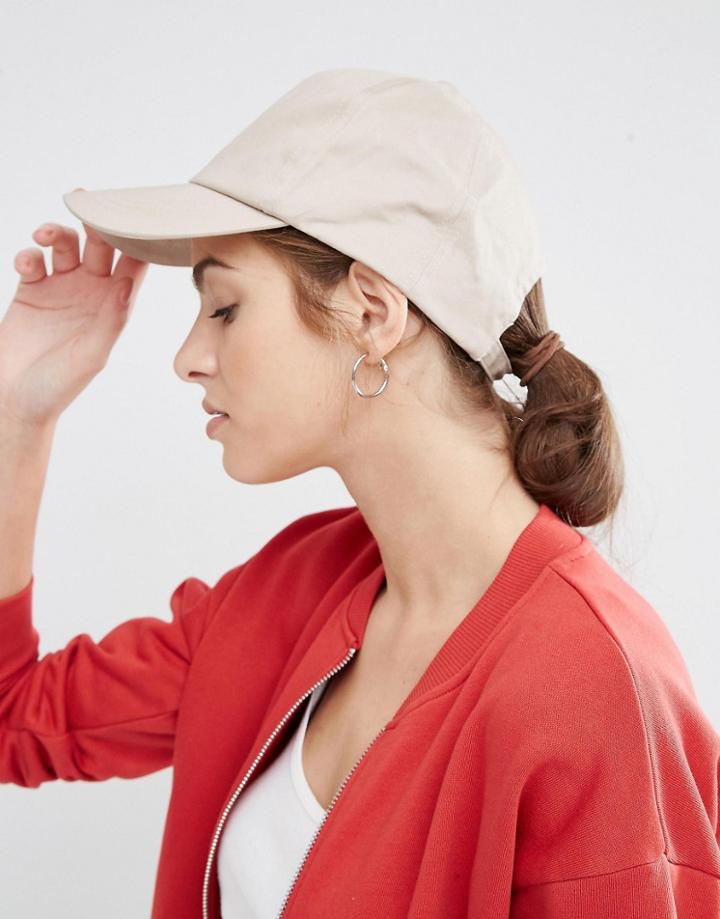 Asos Plain Baseball Cap With New Fit - Stone
