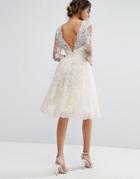 Chi Chi London Lace Midi Dress With Scallop V Back - Cream