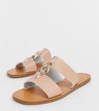 New Look Wide Fit Chain Link Detail Sandal In Oatmeal-cream