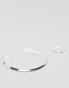 Asos Ditsy Bangle & Ring Pack In Burnished Silver - Silver