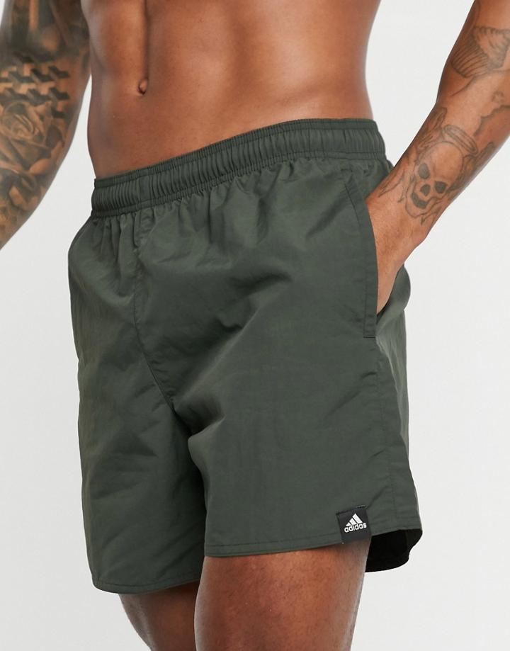 Adidas Swim Shorts In Khaki-green