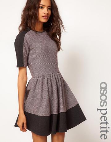 Asos Petite Sweat Skater Dress In Color Block