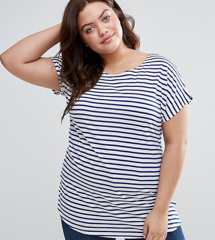 New Look Curve Smock Stripe T-shirt - Blue
