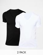 Asos Muscle T-shirt With V Neck 2 Pack Save 17%