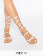 Asos Finder's Keepers Wide Fit Leather Lace Up Sandals - White
