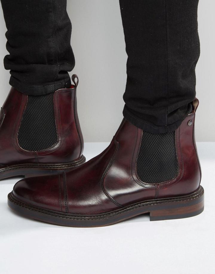 Base London Edison Leather Chelsea Boots - Red