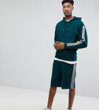 Asos Tall Tracksuit Oversized Hoodie/ Oversized Shorts With Slub Panels - Green