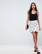 Asos High Waisted Mini Bubble Skirt In Spot - White