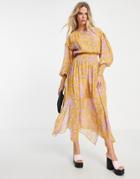 Topshop Occasion Yellow And Pink Embellished Midaxi Dress-multi