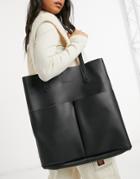 Claudia Canova Unlined Two Pocket Tote Bag With Removable Pouch In Black
