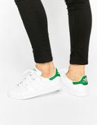 Adidas Originals White And Green Stan Smith Sneakers - White