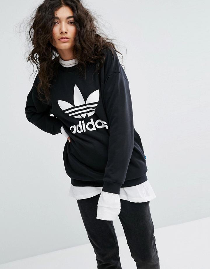 Adidas Originals Trefoil Sweatshirt In Black - Black