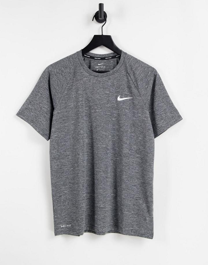 Nike Swimming Short Sleeve Hydroguard T-shirt In Black