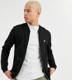 Asos Design Tall Jersey Bomber Jacket In Black With Triangle