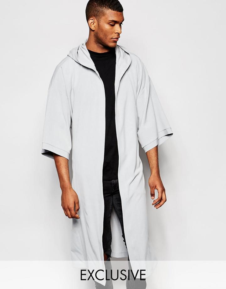 Reclaimed Vintage Hooded Kimono - Gray