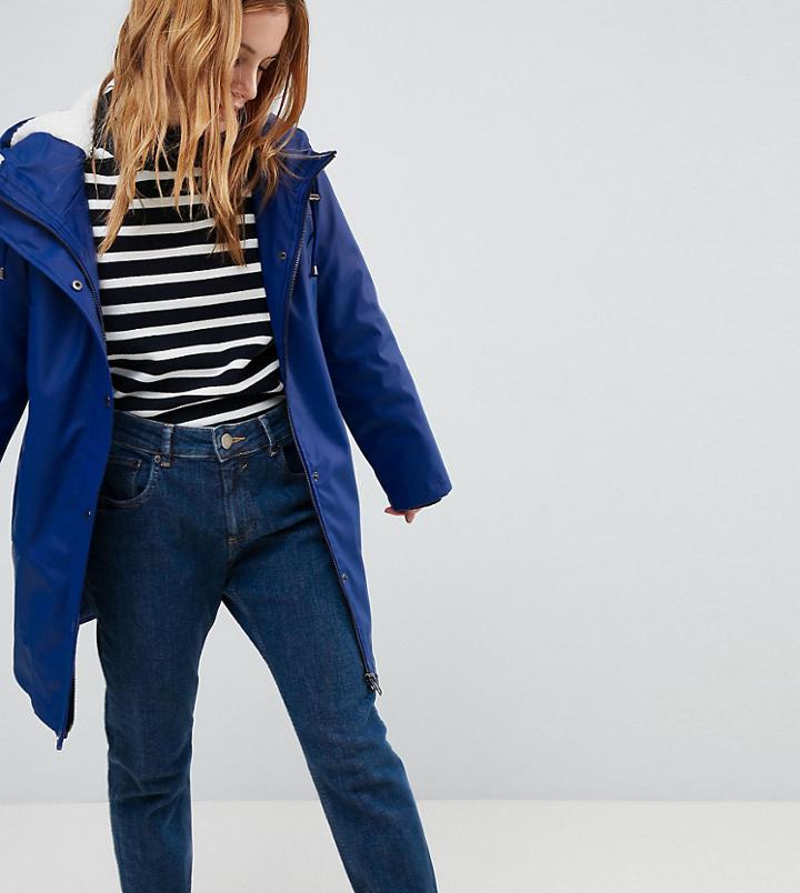 Asos Petite Borg Raincoat - Navy