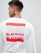 Asos Design Muscle Long Sleeve T-shirt With Black Out Print - White