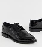 Asos Design Wide Fit More Flat Brogues In Black