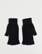 Asos Design Fingerless Gloves In Recycled Polyester In Black - Black