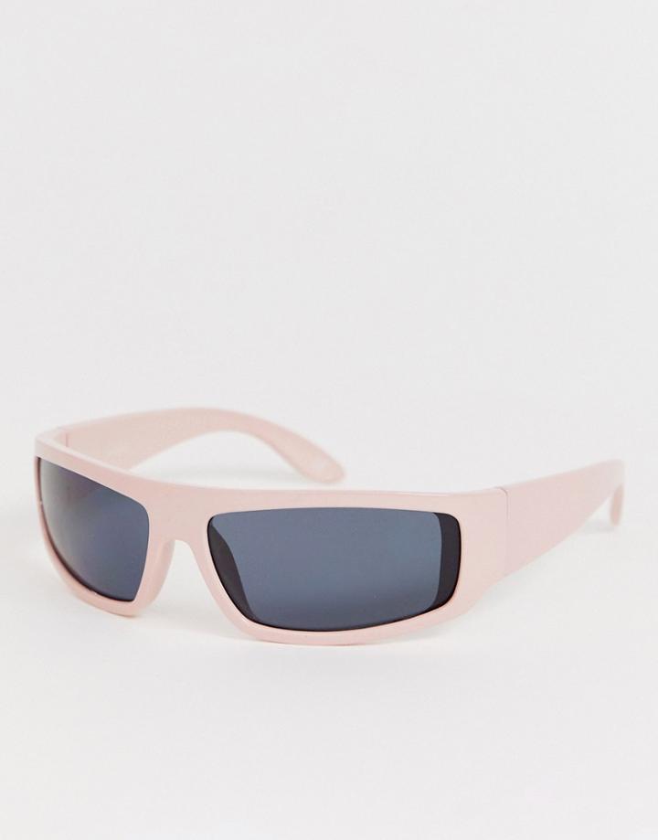 Asos Design Full Frame Visor Sunglasses-white