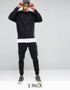 Asos Overszied Sweatshirt/ Skinny Jogger Set Save 17% - Black