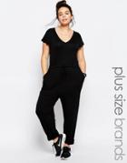 One Day Plus Jersey Cap Sleeve Slouch Jumpsuit - Black