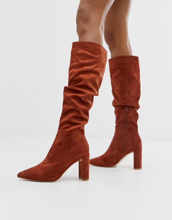 Public Desire Mine Tan Slouch Knee Boots