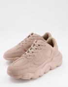 Asos Design Faux Suede Sneakers With Chunky Sole In Pink