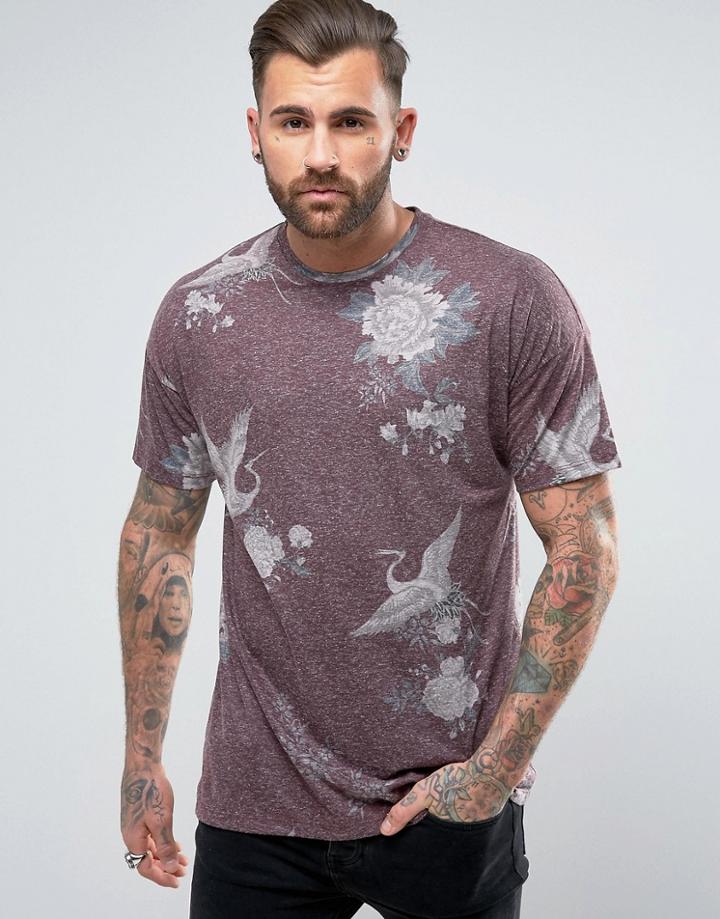 Asos Oversized T-shirt With All Over Souvenir Print - Red