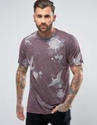 Asos Oversized T-shirt With All Over Souvenir Print - Red