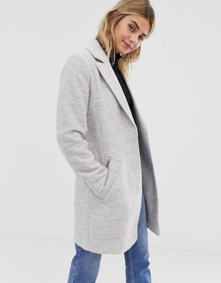 Asos Design Textured Slim Coat - Cream
