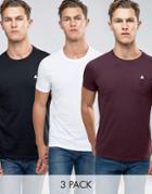 Asos 3 Pack T-shirt With Crew Neck And Logo - Multi