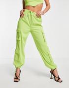 I Saw It First Cargo Pants In Lime - Part Of A Set-green