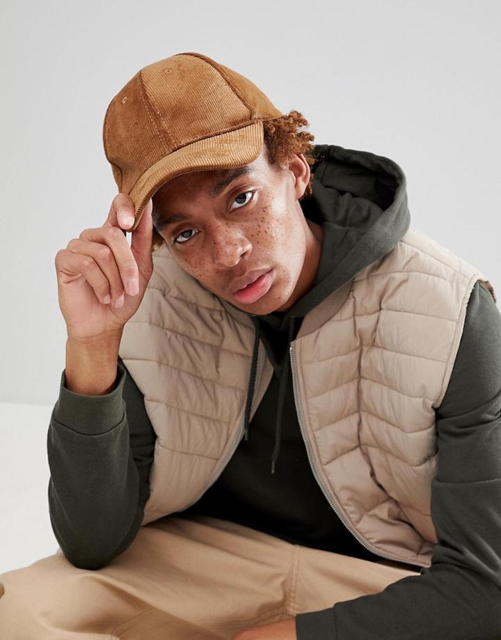 Pull & Bear Cord Cap In Tan - Tan