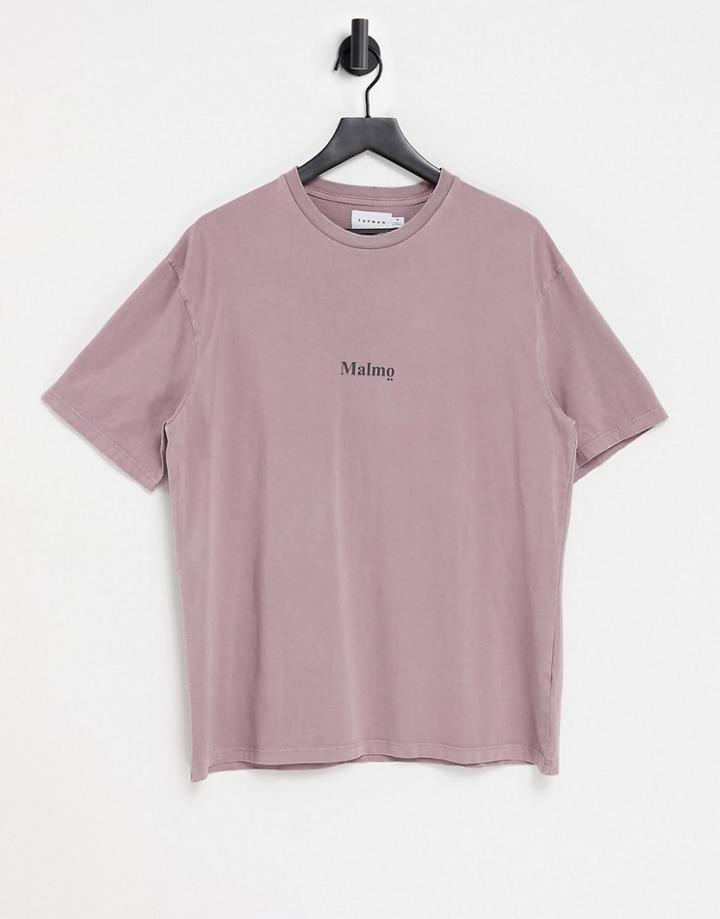 Topman 'malmo' Print T-shirt In Lilac-purple