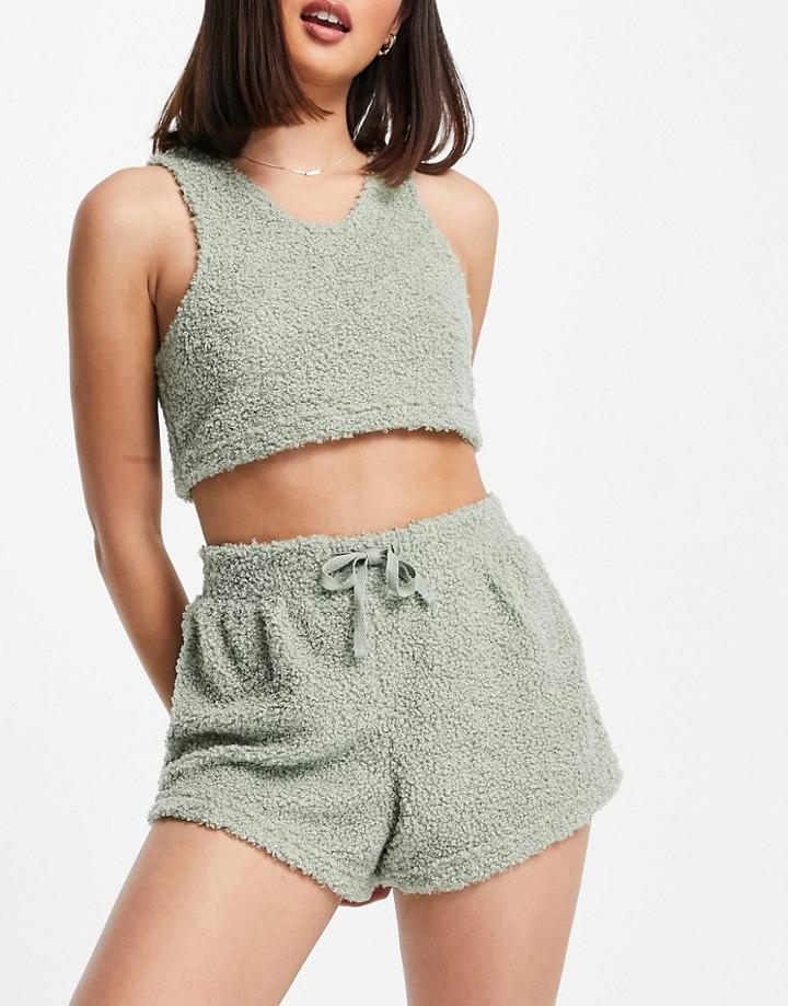 Brave Soul Bethan Fleece Lounge Set In Sage Green