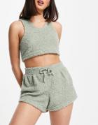 Brave Soul Bethan Fleece Lounge Set In Sage Green