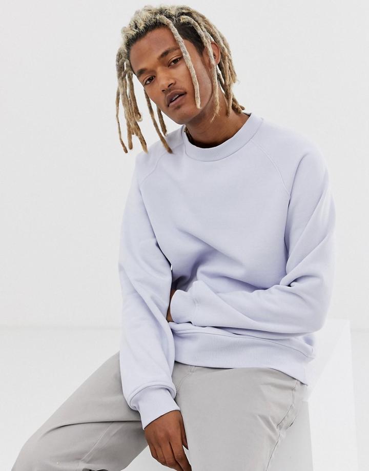 Asos White Oversized Sweatshirt In Heavyweight Pastel Blue Jersey - Blue