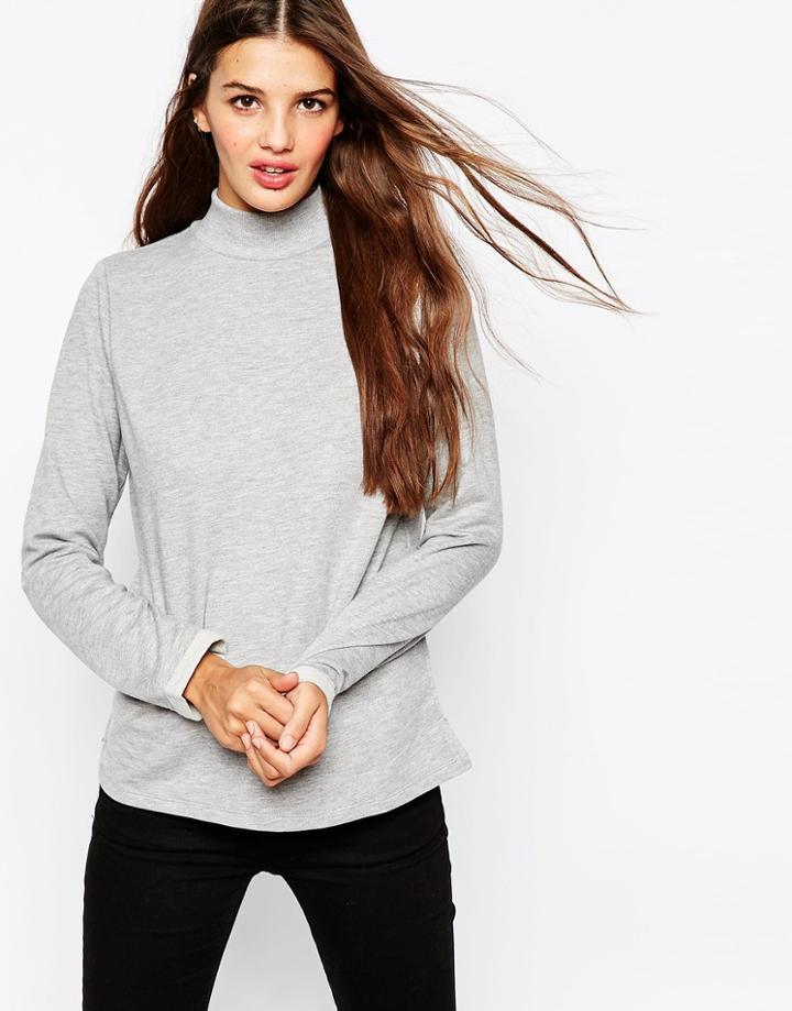 Asos Sweatshirt With High Neck - Gray Marl