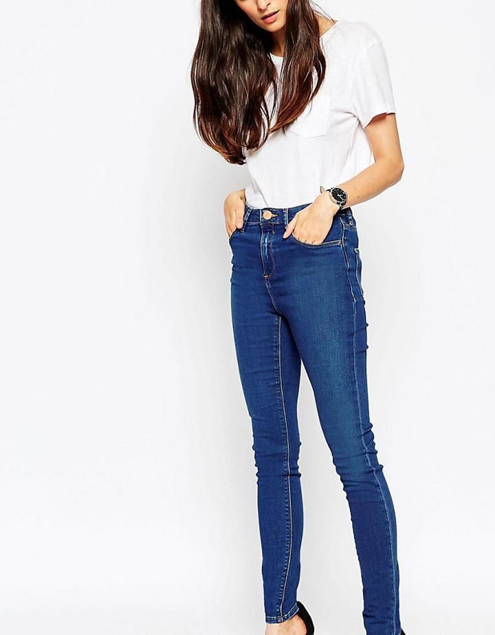 Asos Tall Ridley Skinny Jeans In Della Dark Wash - Blue