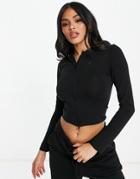 Asos Design Fitted Hoodie With Zip In Black