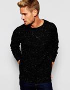 Selected Homme Fishermans Ribbed Knitted Sweater With Fleck - Black