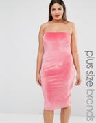 Club L Plus Velvet Bandeau Midi Dress - Pink