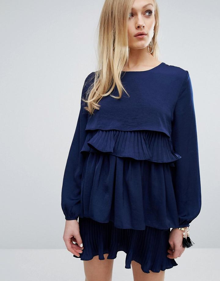 Sister Jane Pleated Dress - Navy