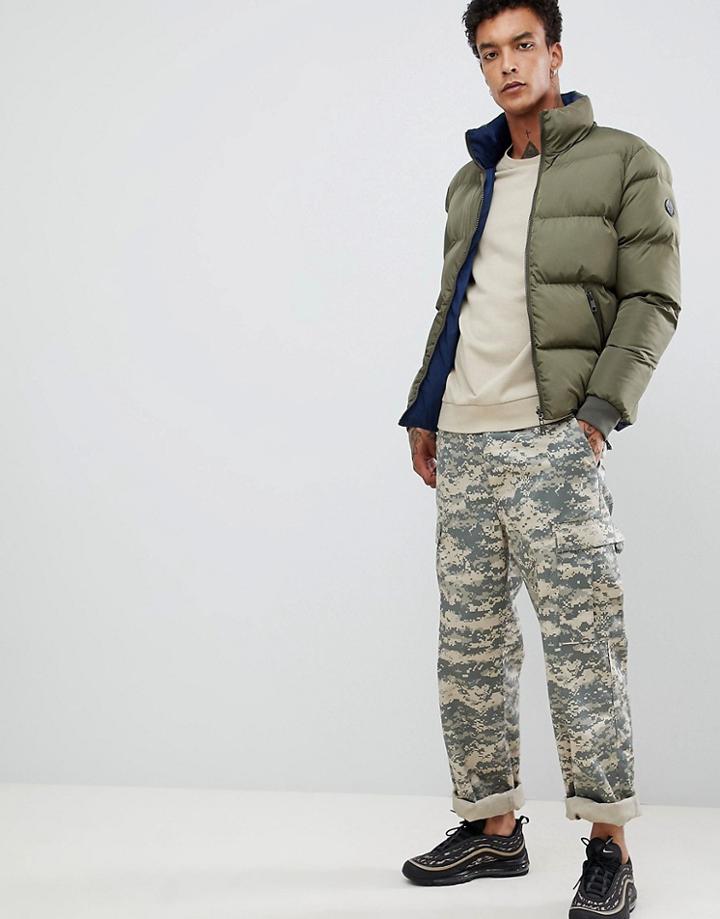 Criminal Damage Reversible Puffer Jacket In Navy - Navy