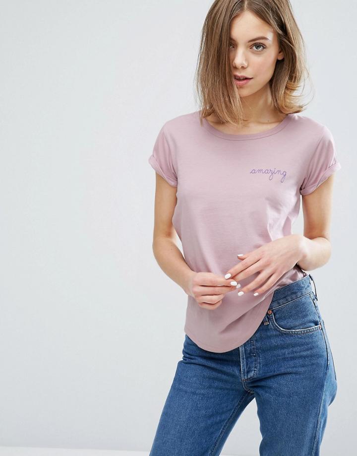 Maison Labiche Amazing Embroidered Logo T-shirt - Pink