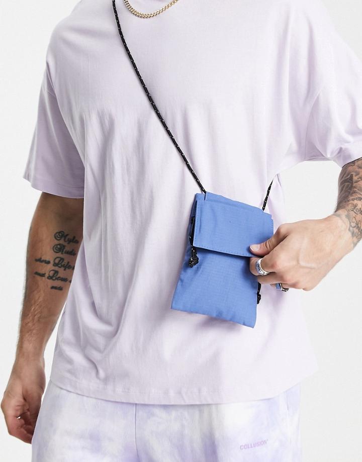 Topman Ripstop Cross Body Bag In Blue