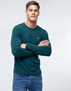 Abercrombie & Fitch Long Sleeve Top Slim Fit Pop Icon Crew Neck In Green - Green