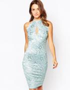 Amy Childs Misha Lace Halterneck Midi Dress - Blue
